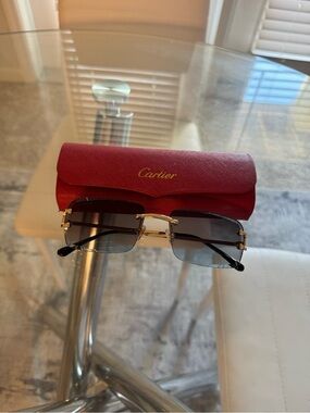 Cartier Rimless Sunglasses with Red Cartier Case